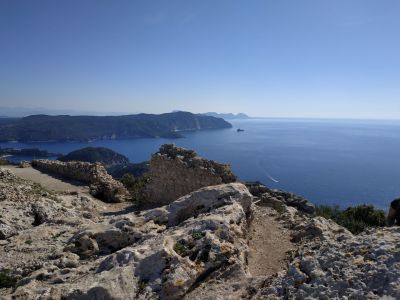 Blick Richtung Süden Korfus vom Angelokastro